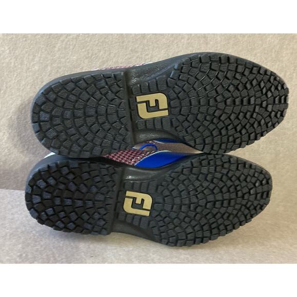 FootJoy Men’s Icon Wingtip Golf Shoes Sz 8.5 GOB New Blue Pink Spike Less rare - Picture 6 of 8